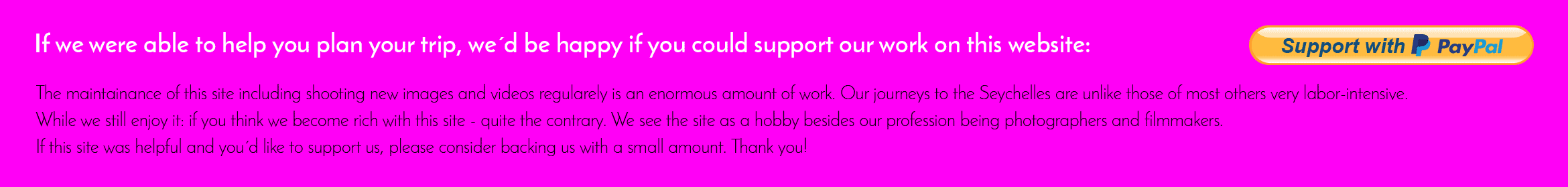 Support us with paypal