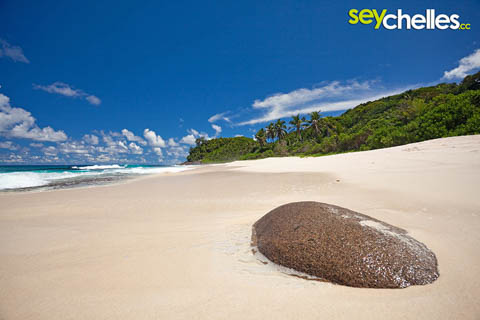 granite rock on anse bazarca - mahe, seychelles