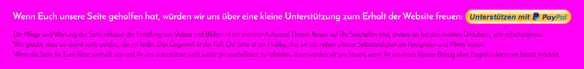 Unterstütze uns bitte mit Paypal
