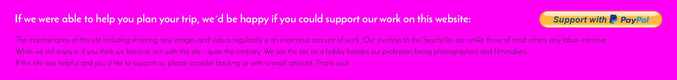 Support us with paypal